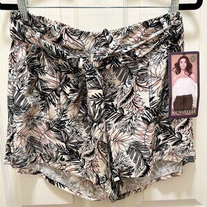 New Sound Style Rayon Shorts Women's Size M Tropical Print Belted Easy Fit Boho